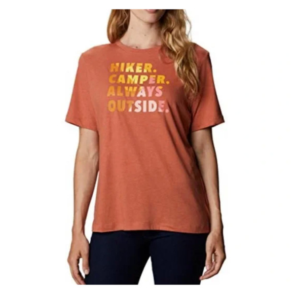 Columbia Women's Bluebird Day Relaxed Teak Brown Tee Hiker Camper 1X - Picture 2 of 6